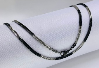 Cadena Bicolor Doble eslabón 0.8mm Ne-Pl